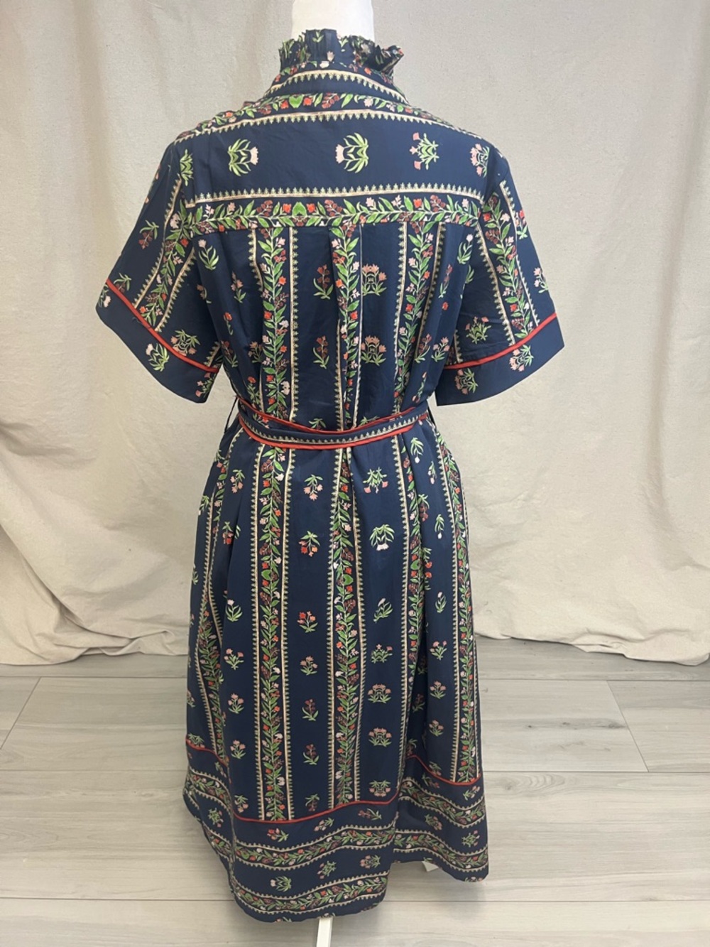 entro Blue Floral Print Midi Dress with Belt - Picture 7 of 12